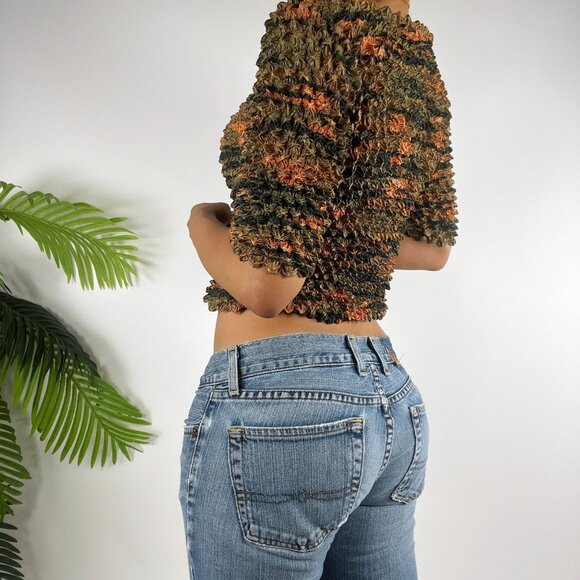 Vintage Y2K Green Fairy Grunge Stretchy Magic Bubble Shirt Popcorn Top / OS - Picture 2 of 6